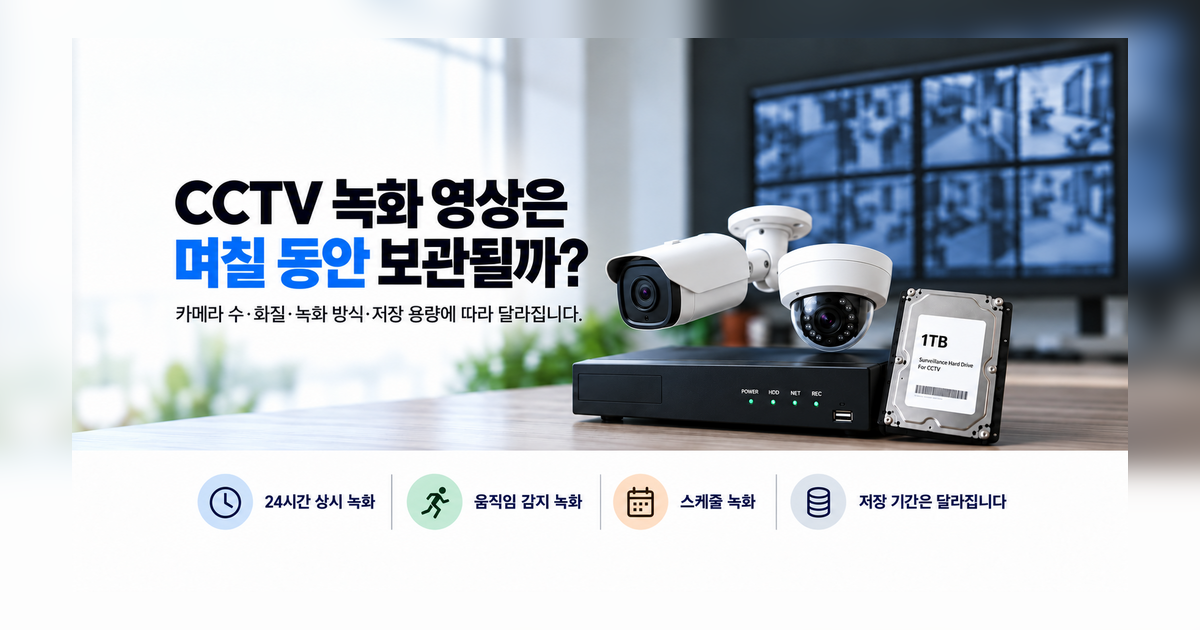 CCTV 녹화 영상 보관 기간과 카메라 녹화기 하드디스크 안내