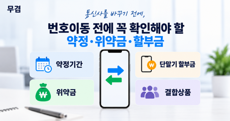번호이동 전에 확인해야 할 약정기간 위약금 단말기 할부금 결합상품 안내