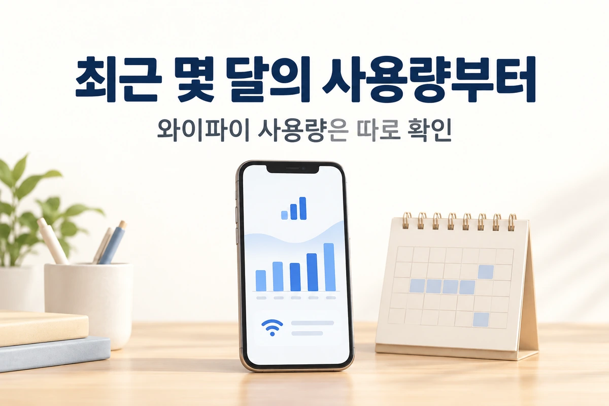 휴대폰의 최근 몇 달 모바일 데이터 사용량을 확인하고 와이파이 사용량은 구분하는 방법